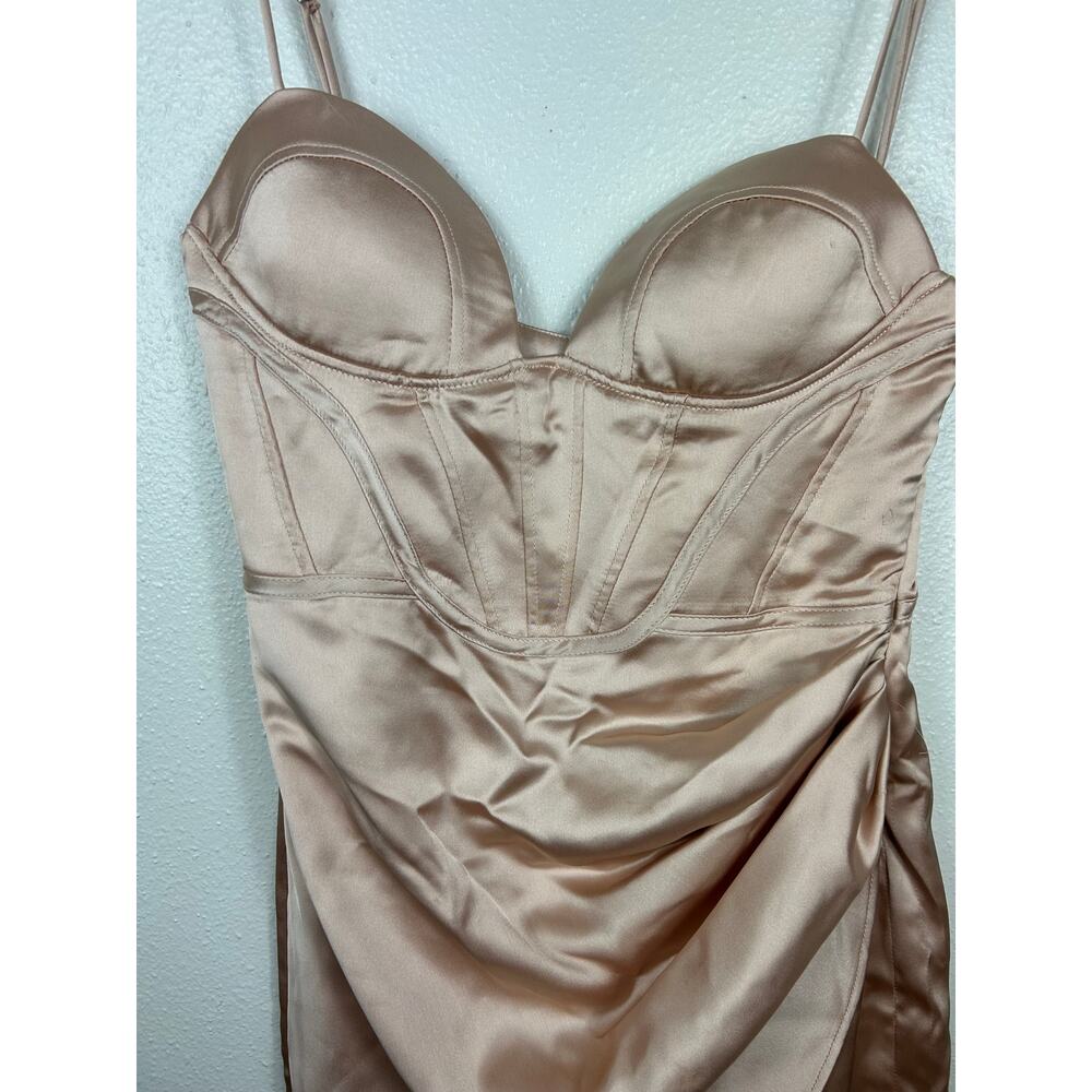 Zara Bustier Corset Satin Mini Dress Champagne Medium - Picture 6 of 14